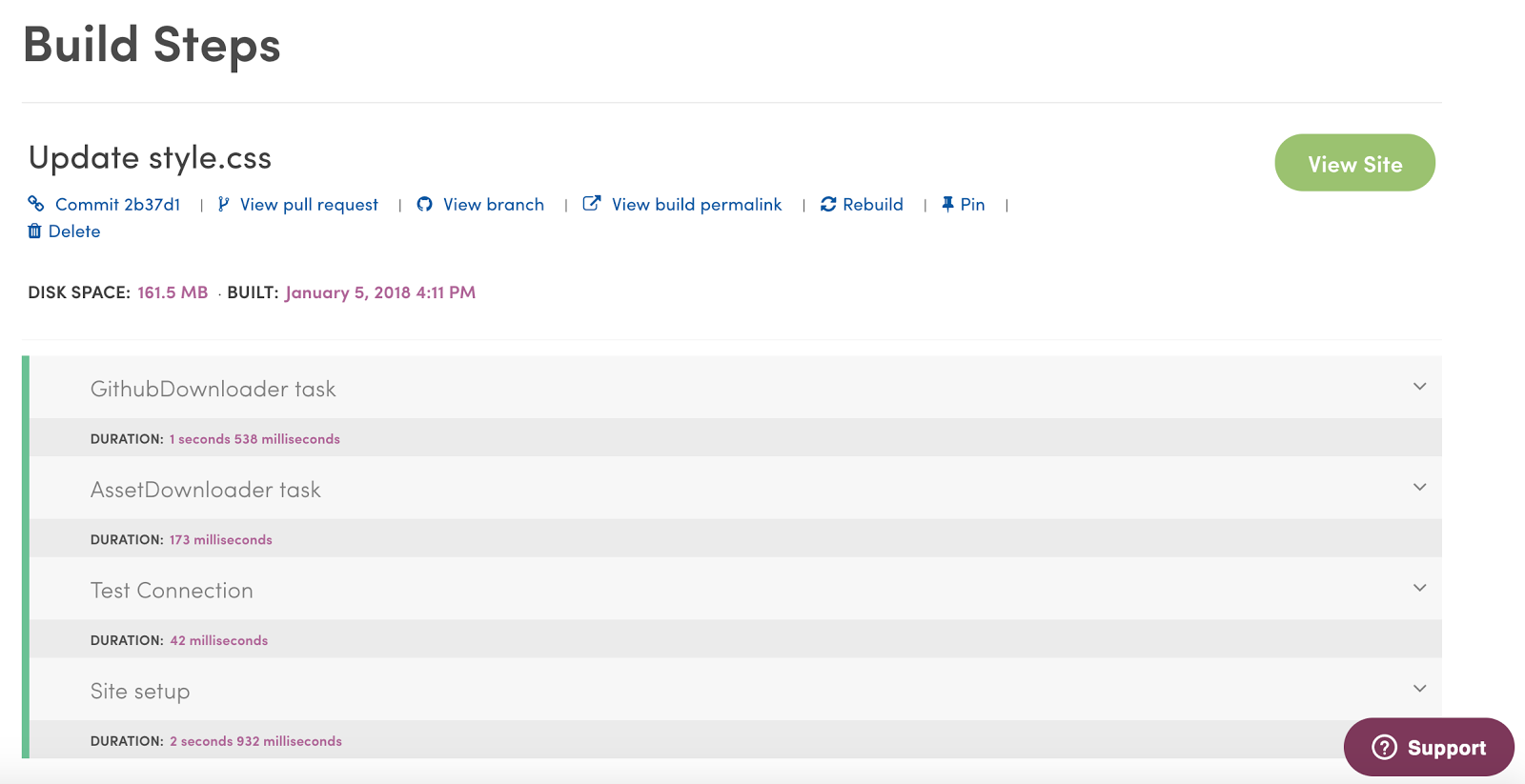 More details on build